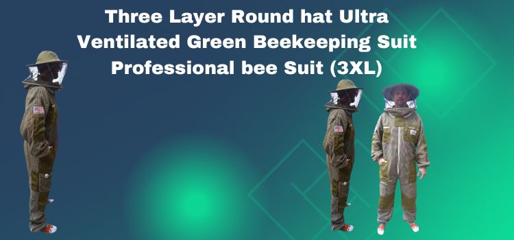 Best Layer Round hat Ultra Ventilated Green Beekeeping Suit Professional bee Suit (3XL)